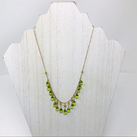 Solid 14K green peridot necklace, 10.2g NWOT - Picture 3 of 11